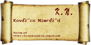 Kovács Nimród névjegykártya